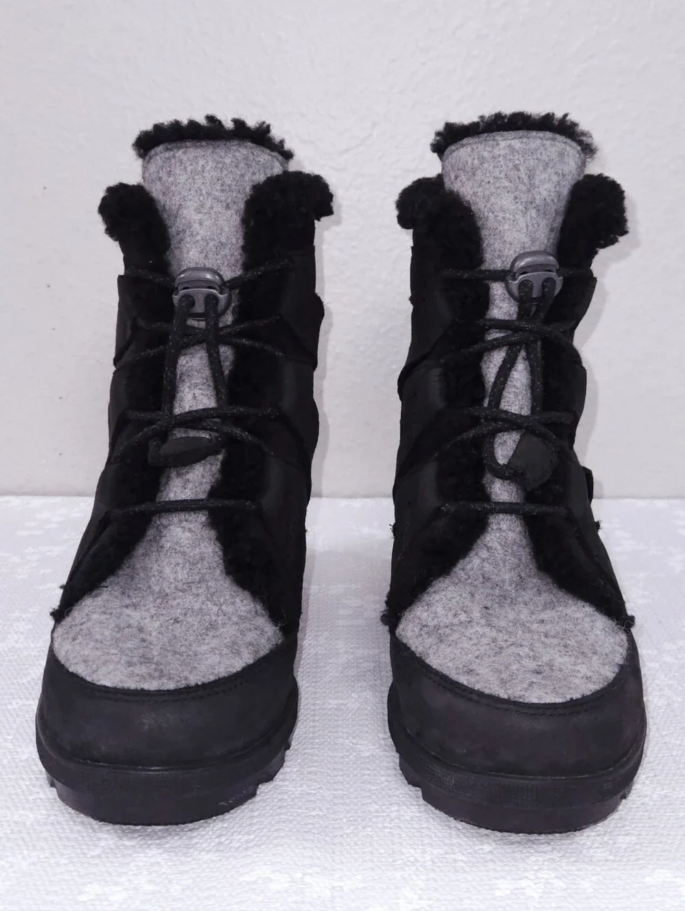 Sorel Joan Of Arctic Wedge II Cozy Boot US 7.5 Black Nubuck Shearling Booties